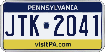 PA license plate JTK2041