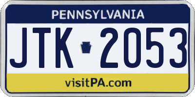PA license plate JTK2053