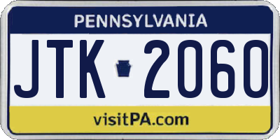 PA license plate JTK2060