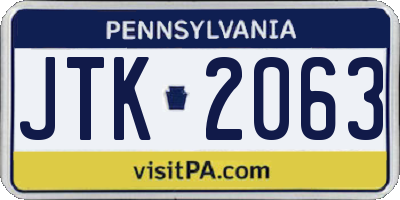 PA license plate JTK2063