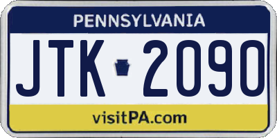 PA license plate JTK2090