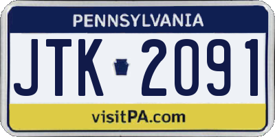 PA license plate JTK2091