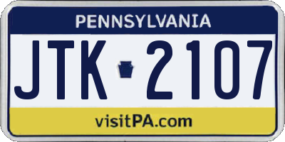 PA license plate JTK2107