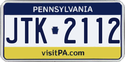 PA license plate JTK2112