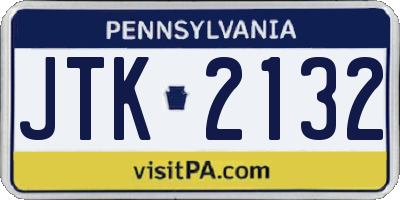 PA license plate JTK2132