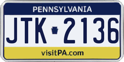 PA license plate JTK2136