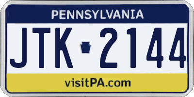 PA license plate JTK2144