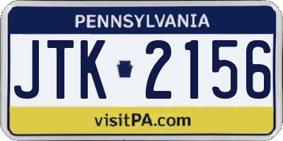 PA license plate JTK2156