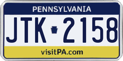 PA license plate JTK2158