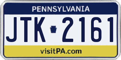 PA license plate JTK2161