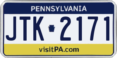 PA license plate JTK2171