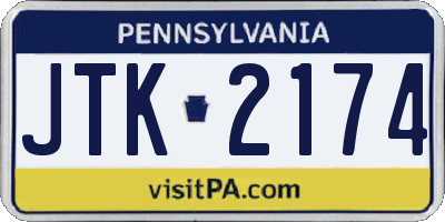 PA license plate JTK2174