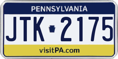 PA license plate JTK2175