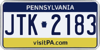 PA license plate JTK2183