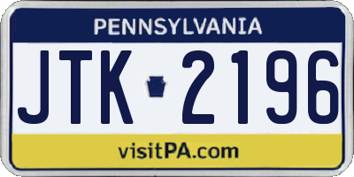 PA license plate JTK2196