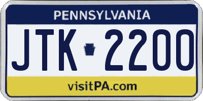 PA license plate JTK2200