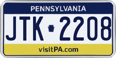 PA license plate JTK2208