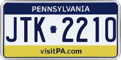 PA license plate JTK2210
