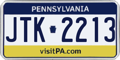 PA license plate JTK2213