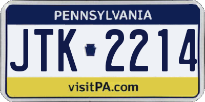 PA license plate JTK2214