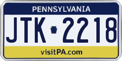 PA license plate JTK2218