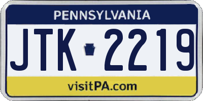 PA license plate JTK2219