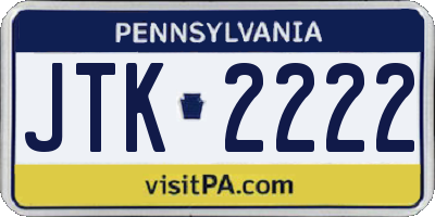 PA license plate JTK2222