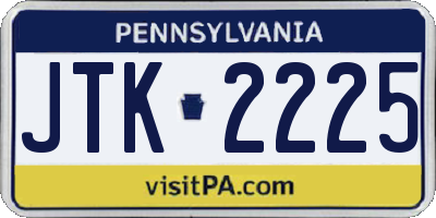 PA license plate JTK2225