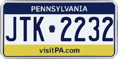 PA license plate JTK2232