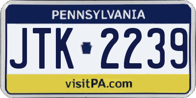 PA license plate JTK2239
