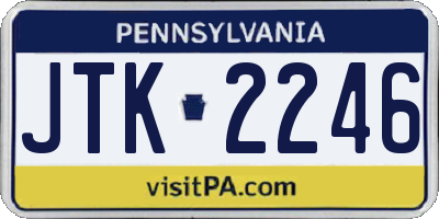 PA license plate JTK2246