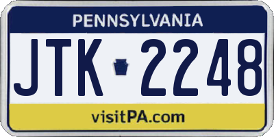 PA license plate JTK2248