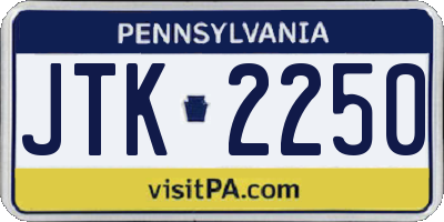 PA license plate JTK2250