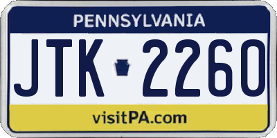 PA license plate JTK2260
