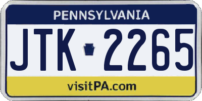 PA license plate JTK2265