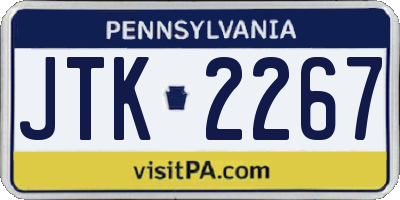 PA license plate JTK2267