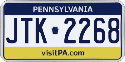 PA license plate JTK2268
