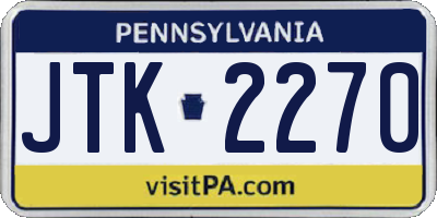 PA license plate JTK2270