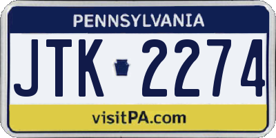 PA license plate JTK2274
