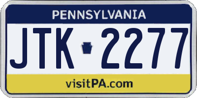 PA license plate JTK2277
