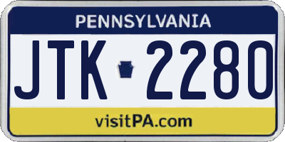 PA license plate JTK2280