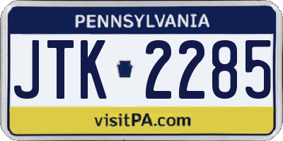 PA license plate JTK2285