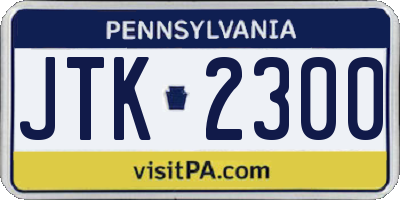 PA license plate JTK2300
