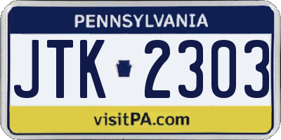 PA license plate JTK2303