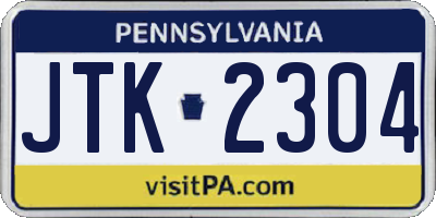 PA license plate JTK2304
