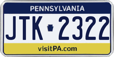 PA license plate JTK2322