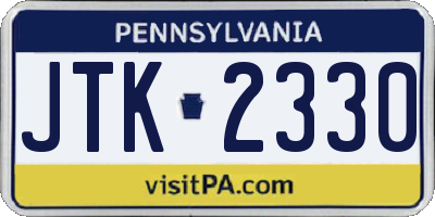 PA license plate JTK2330