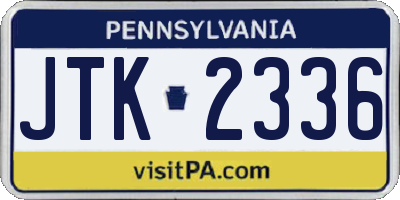 PA license plate JTK2336