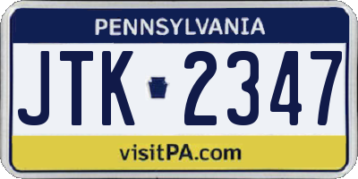 PA license plate JTK2347