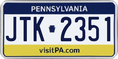 PA license plate JTK2351